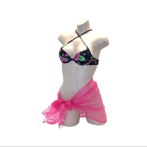 Zuliana Barbie Pink Scarf/Cover Up Sarong Short Skirt. Made in USA. New - Picture 1 of 4